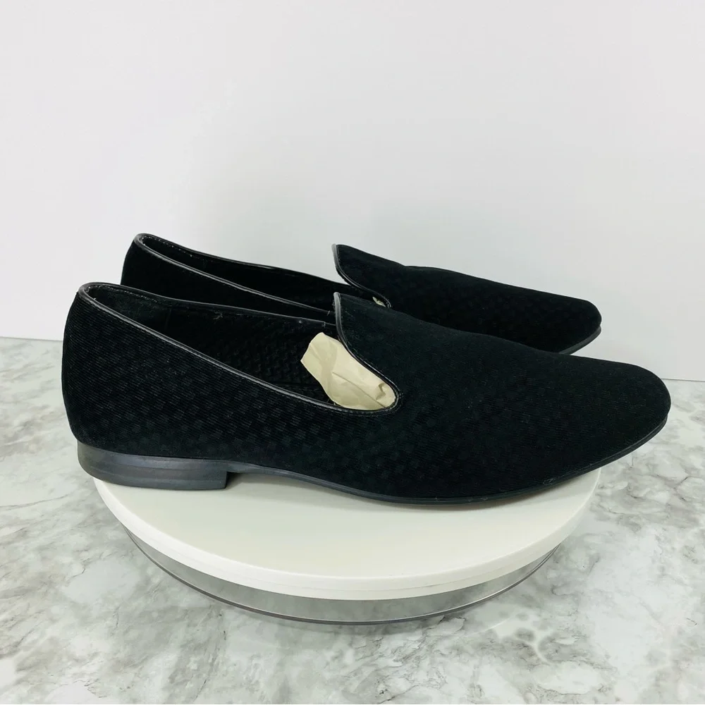 Giorgio Brutini Quilted Velvet Velour Loafers Mens Sz 11.5M Black‎ Party Slip On